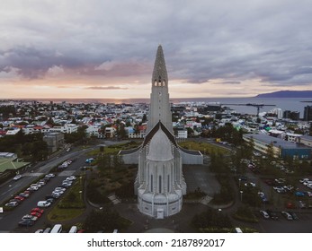 Iglesia Hallgrímskirkja Church Drone Photo