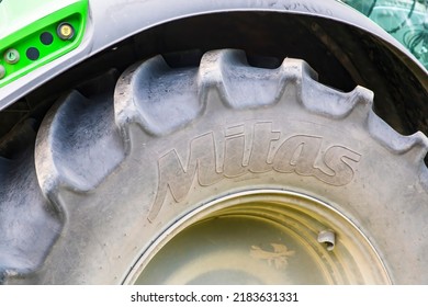 Ignalina Lithuania 2022-07-25
Mitas Radial Tyres Of New Modern Tractor Wheel. Higher Load Capacity. Agricultural Machinery. Farmer Business. Manufacturing Equipment