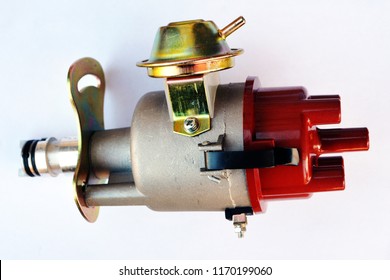 Ignition Distributor Car Isolated On White Background. Ignition System Of The Car.