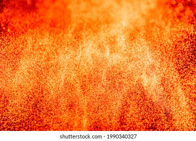 Ignition Moment Of The Fiery Particles. Stock Photo