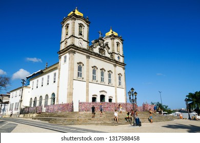 Igreja de Nosso Senhor do Bonfim, a catholic church located in Salvador, Bahia in Brazil. Famous touristic place where people make wishes while tie the ribbons in front of the church. 02/10/2019