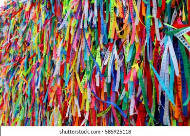 Igreja de Nosso Senhor do Bonfim, a catholic church located in Salvador, Bahia in Brazil. Famous touristic place where people make wishes while tie the ribbons in front of the church. Carnival land.