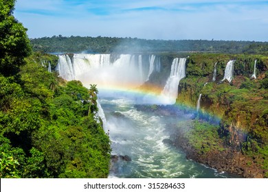 Iguazu Falls, On The Border Of Brazil, Argentina, And Paraguay. 