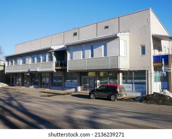 Ikaalinen, Finland - March 16 2022: Documentary Of Everyday Life And Place. Street View At Ikaalinen In Winter.