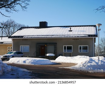 Ikaalinen, Finland - March 16 2022: Documentary Of Everyday Life And Place. Street View At Ikaalinen In Winter.