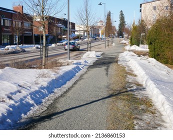 Ikaalinen, Finland - March 16 2022: Documentary Of Everyday Life And Place. Street View At Ikaalinen In Winter.