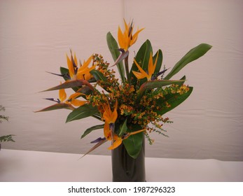 Ikebana Arrangement Of Yellow Flowers