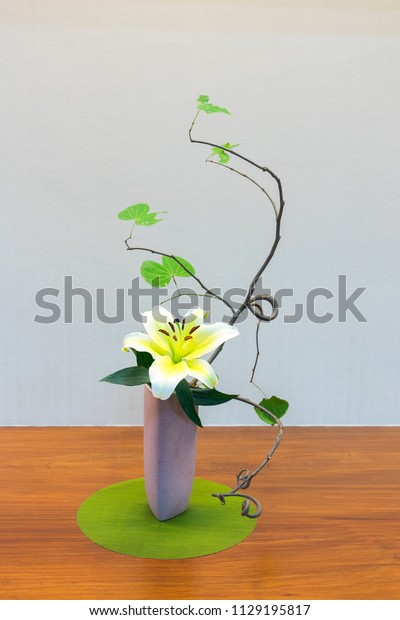 Ikebana Colorful Flower Vase On Wooden Stock Photo Edit Now