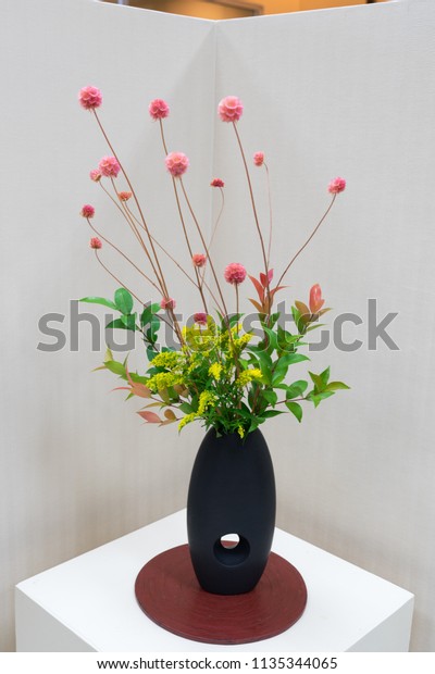 Ikebana Colorful Flower Vase On Wooden Stock Image Download Now