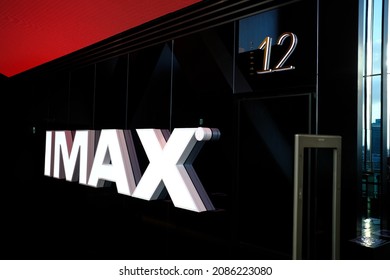 Ikebukuro, Tokyo, Japan - July 15 2021:  Imax Logo At A Cinema In Ikebukuro.