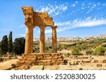 Il tempio dei Dioscuri or Temples of Castor and Pollux. The Valley of the Temples in Agrigento, archaeological heritage. Hellenic architecture in Sicily. August 2023.