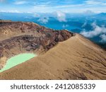 Ilamatepec volcano in Santa Ana, El Salvador aerial view with Coatepeque lake in the background during the day.