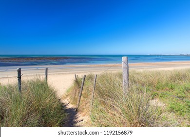 Ile De Rée- Beach Exit With Grass Sand And Sea At The Horizon