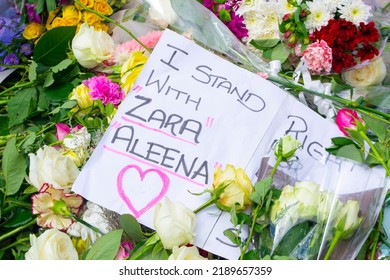 ILFORD, LONDON, ENGLAND- 2nd July 2022: Flowers Laid In Memory Of Zara Aleena Who Was Murdered On Her Way Home In Ilford