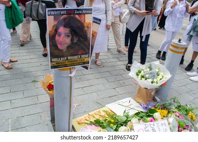 ILFORD, LONDON, ENGLAND- 2nd July 2022: Flowers Laid In Memory Of Zara Aleena Who Was Murdered On Her Way Home In Ilford