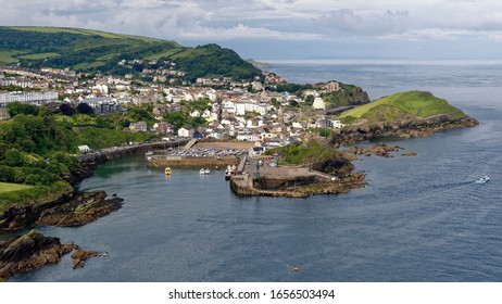 Ilfracombe Harbour & Town viewed from viewed from Hillsborough Park, Devon, UK