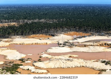 Illegal mining in the Peruvian jungle - Shutterstock ID 2284682319