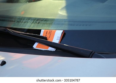 Illegal Parking Violation Citation On Car Windshield In New York