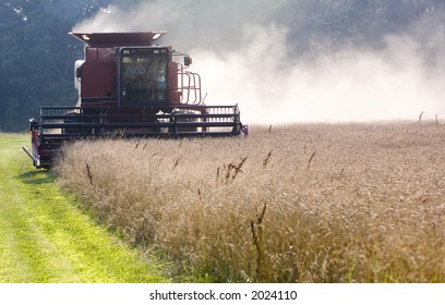 An Illinois Farmer Gives Family Members A Ride While Harvesting Wheat