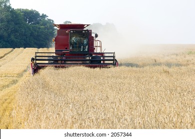 An Illinois Farmer Gives His Family A Ride In A Combine While Harvesting Wheat