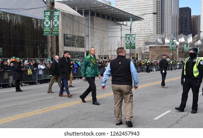 Illinois Governor Bruce Rauner In The Chicago Saint Patrick's Day Parade Walking Around Shaking Hands, Chicago, IL March 17, 2018