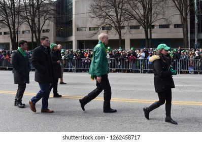 Illinois Governor Bruce Rauner Walking In The Chicago Saint Patrick's Day Parade, Chicago, IL March 17, 2018