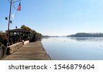 Illinois River with view of Illini State Park in the fall.