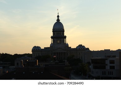 Illinois State Capitol Sunset View