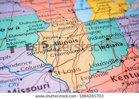 Illinois state on USA map