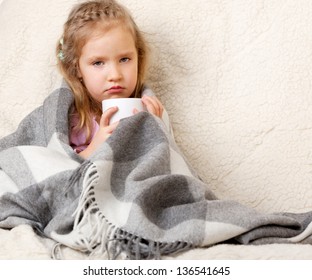 Illness Child Little Girl Wrapped Blanket Stock Photo 136541645 ...