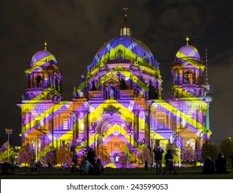 Illuminated Berlin Cathedral And TV Tower, Festival Of Lights