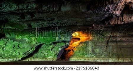 illuminated cave in Romania pestera bolii Zdjęcia stock © 
