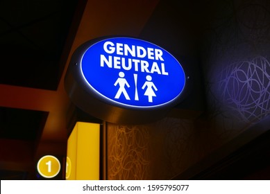 Illuminated Gender Neutral Unisex Restroom Sign