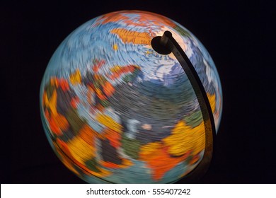 Illuminated Globe From Inside Spinning, Colourful Earth Globe
