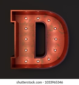 Illuminated Marquee Light Bulb Letter D