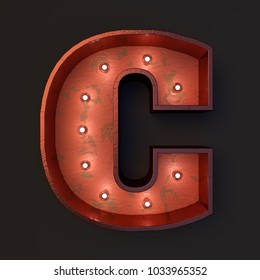 Illuminated Marquee Light Bulb Letter C