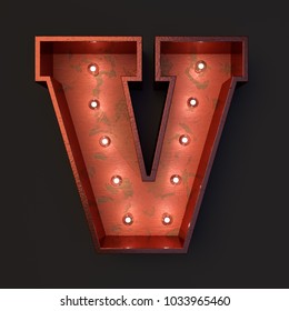 Illuminated Marquee Light Bulb Letter V