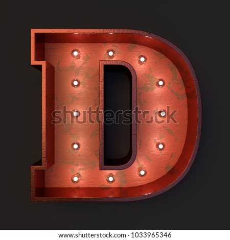Illuminated marquee light bulb letter D