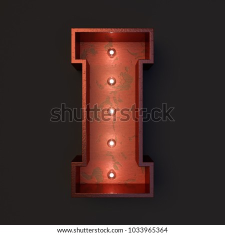 Illuminated marquee light bulb letter I
