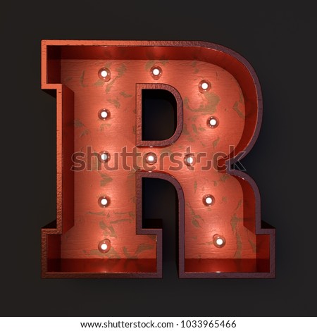 Illuminated marquee light bulb letter R