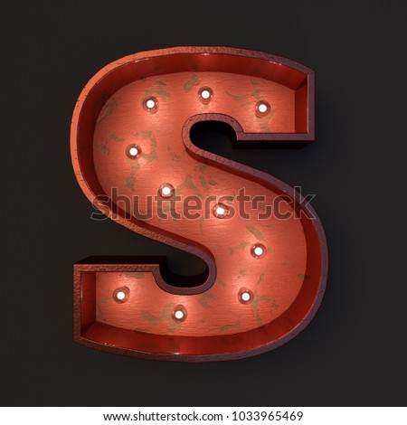 Illuminated marquee light bulb letter S
