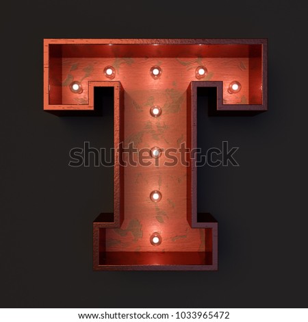 Illuminated marquee light bulb letter T