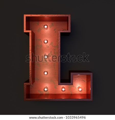Illuminated marquee light bulb letter L