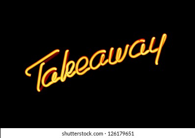 illuminated neon sign advertising take away or carry out - Powered by Shutterstock