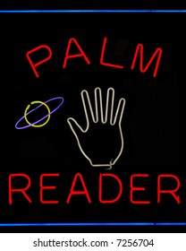 Illuminated Palm Reader Neon Sign On Black