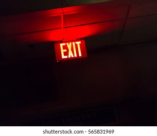 Illuminated Red Exit Sign