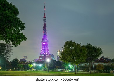 Illuminated Tokyo tower in the park at night, Japan - Powered by Shutterstock