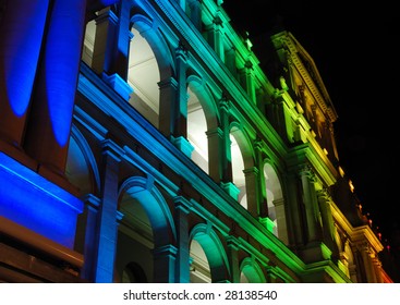 Illuminated Treasury Building In Brisbane