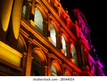 Illuminated Treasury Building In Brisbane