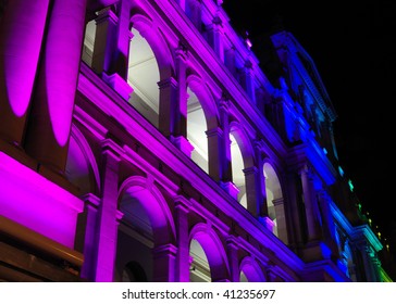 Illuminated Treasury Building In Brisbane